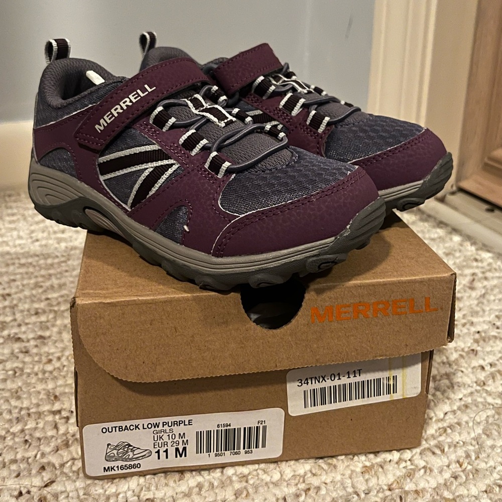 MERRELL KIDS OUTBACK GIRLS HIKING RUNNERS PURPLE 11